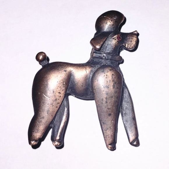 Lewis Segal Jewelry - Vtg MCM Lewis Segal Signed Copper Poodle Dog Pin Brooch
